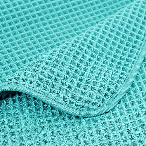 Miniatura 8 de POLYTE Toalla de baño de microfibra de secado rápido sin pelusas, 60 x 30 pulgadas, paquete de 4 (color blanco, tejido de gofre)