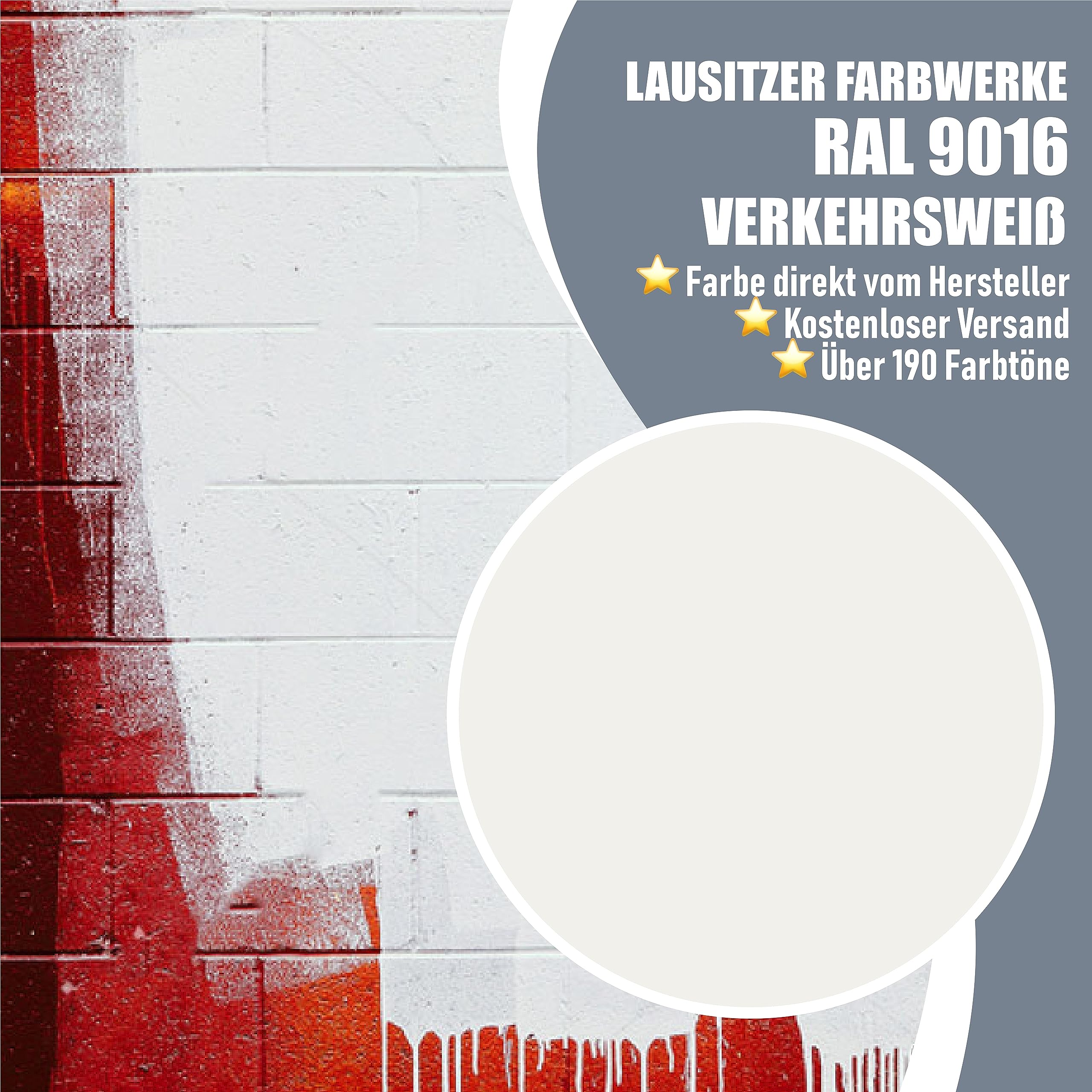 Lausitzer Farbwerke Betonfarbe SEIDENMATT Verkehrsweiß RAL 9016 Weiß Traditionelle Fassadenfarbe für mineralische Untergründe (Stein Mauer Beton Fassade Putz Zement) streichen & versiegeln (1 L)