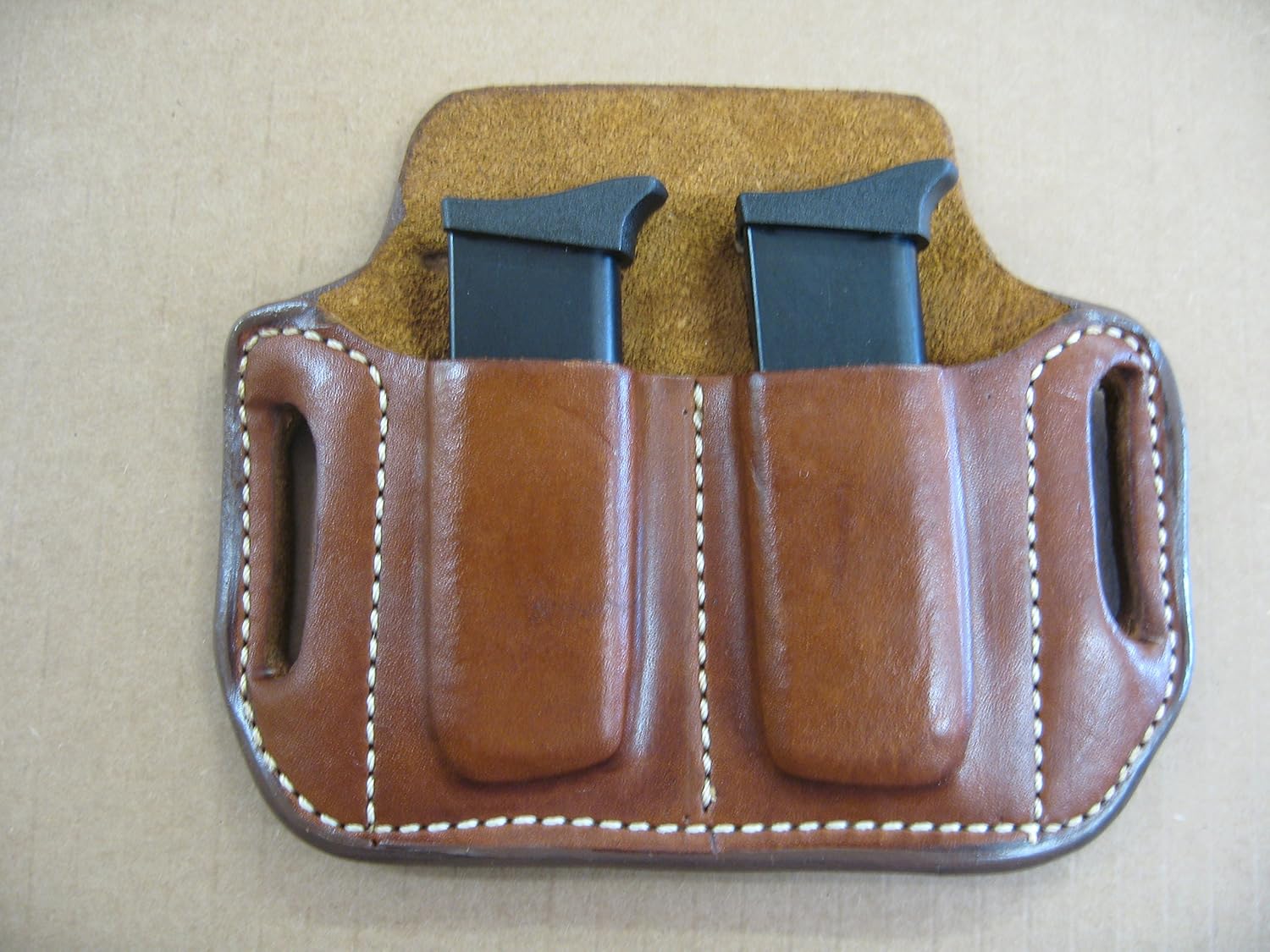 Azula Gun Holsters Colt Mustang 380 Leather 2 Slot Molded Pancake Belt Mag Clip Pouch TAN