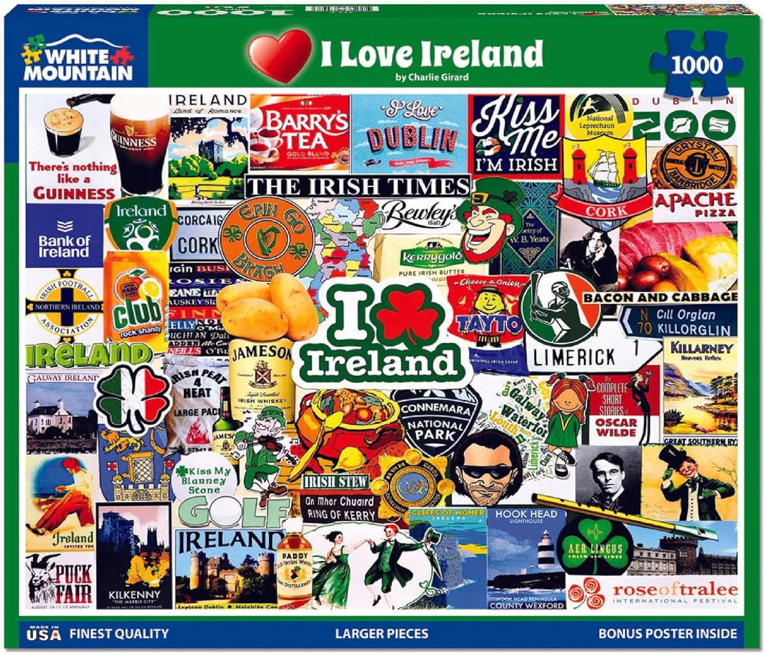 White Mountain 1000 Piece Jigsaw Puzzle Irish Culture Collage Puzzles with Large Pieces for Adults and Family 24"x30" – I Love Ireland