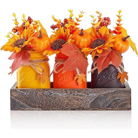 Mason Jar Thanksgiving Centerpieces for Autumn