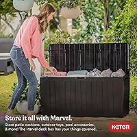 Vista 4 de Keter Marvel Plus - Caja de almacenamiento de resina para exteriores de 71 galones para cojines de muebles de patio, almohadas, herramientas