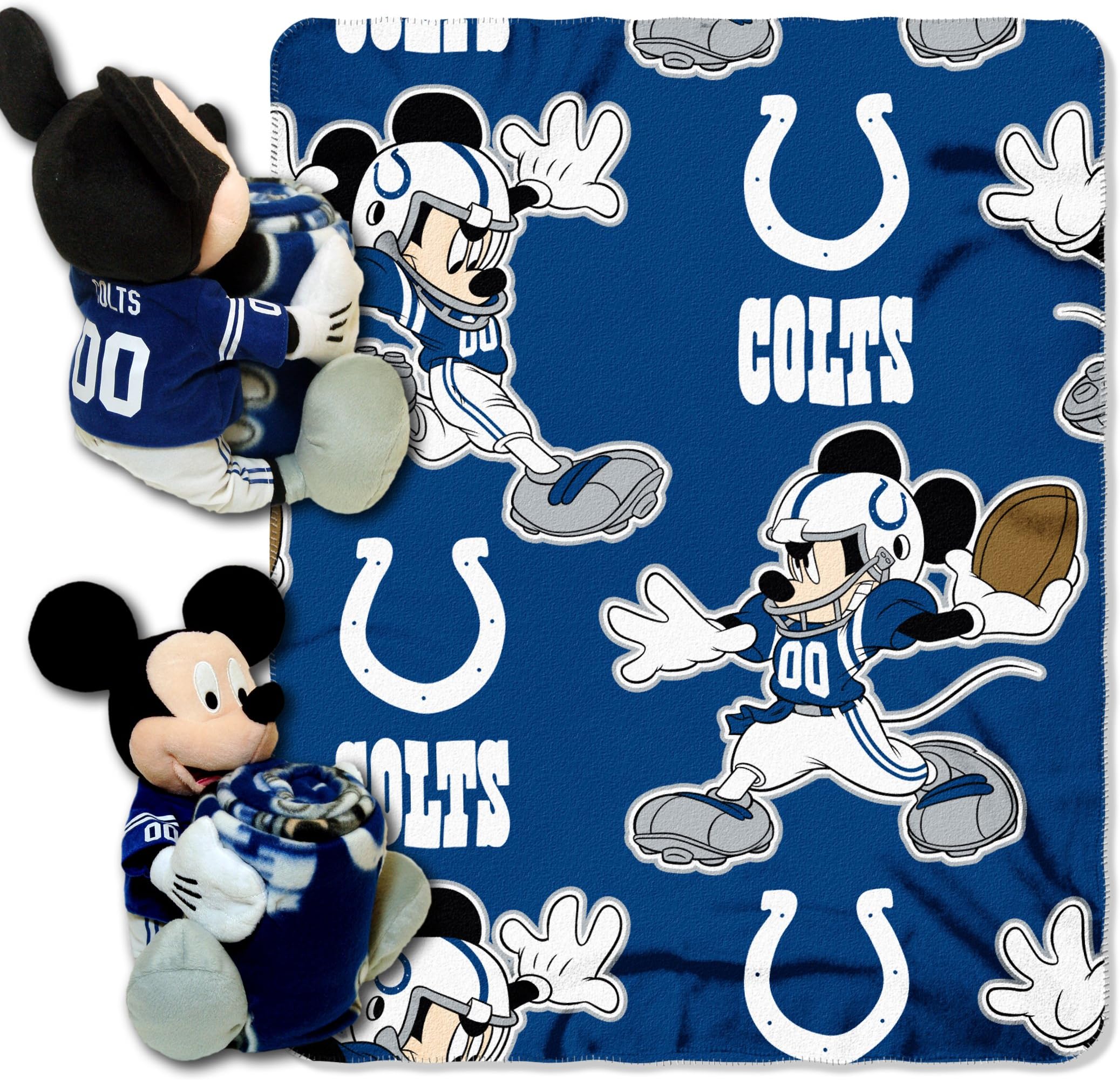 Officially Licensed NFL Co-Branded Mickey Mouse Hugger and Fleece Throw Blanket Set, Multi Color, 40" x 50"