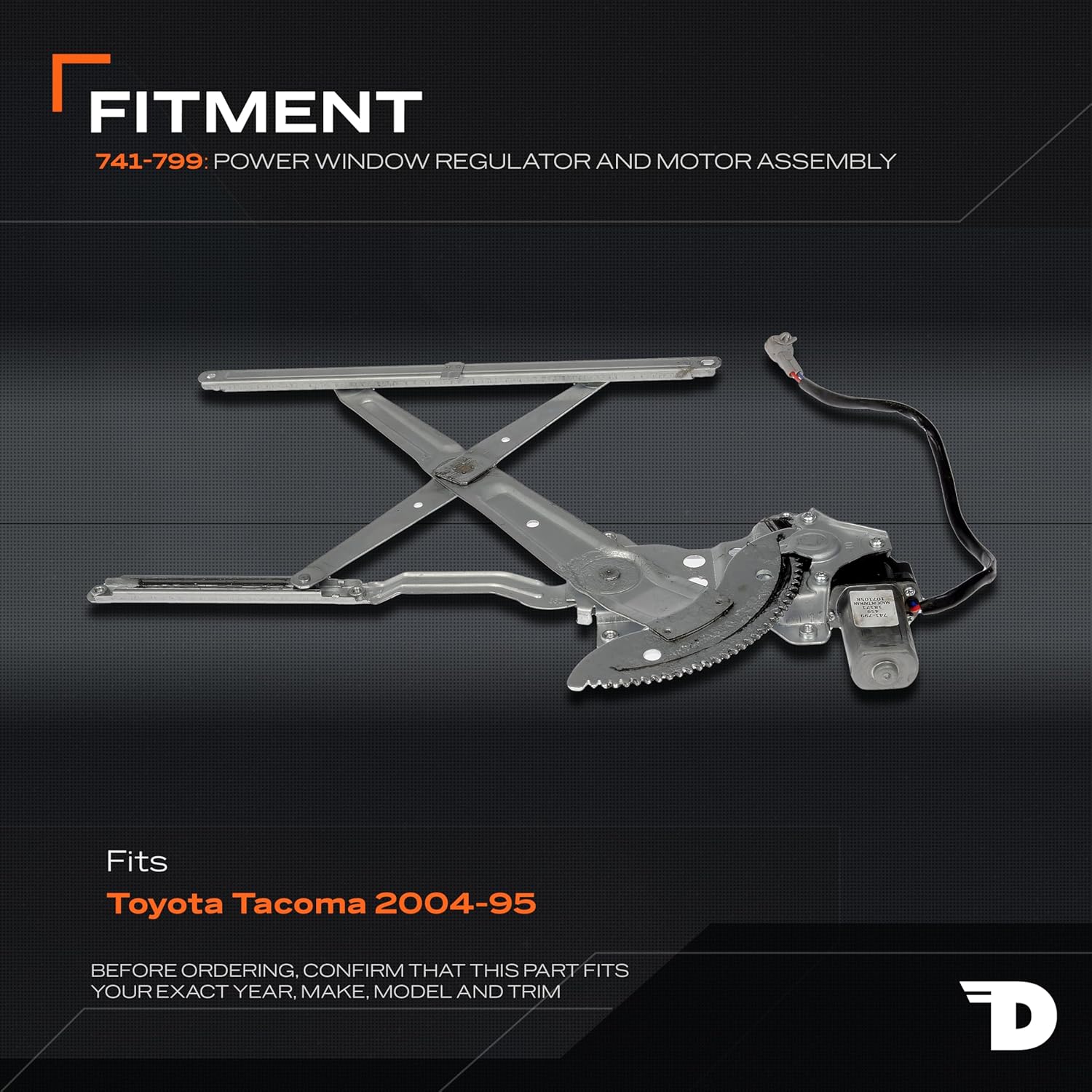 Dorman 741-799 Front Driver Side Power Window Regulator and Motor Assembly Compatible with Select Toyota Models