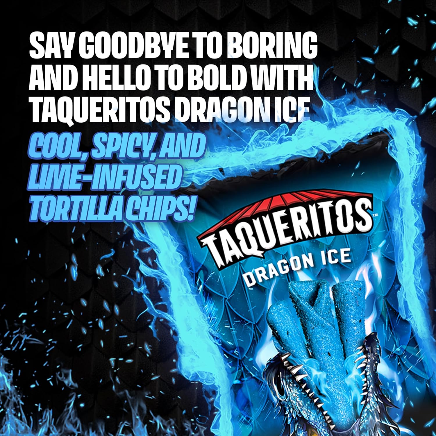Taqueritos Dragon Ice, Spicy Rolled Corn Tortilla Chips, 8oz (Pack of 12)
