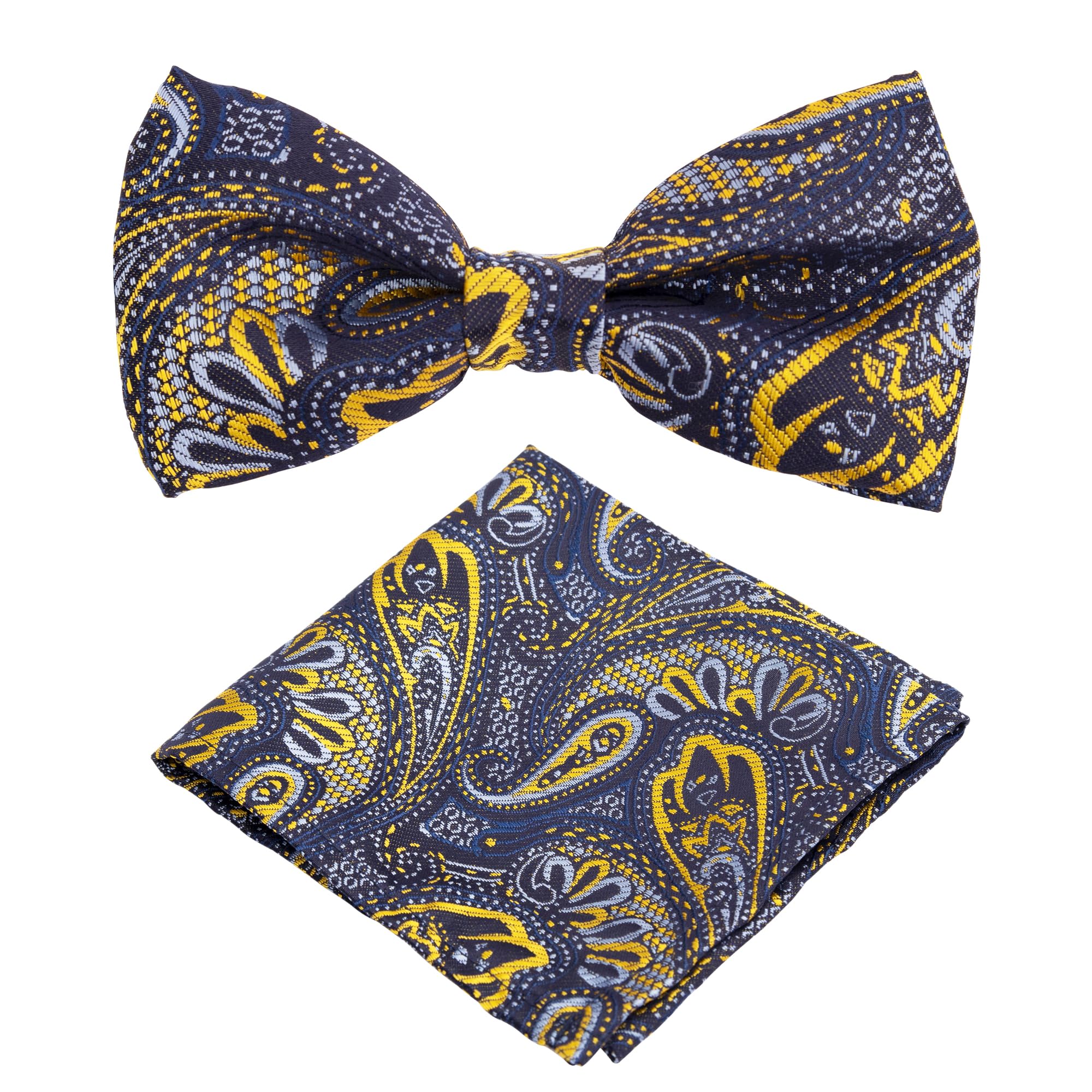 Men's Blue Paisley Bow Tie & Matching Pocket Square-image-30