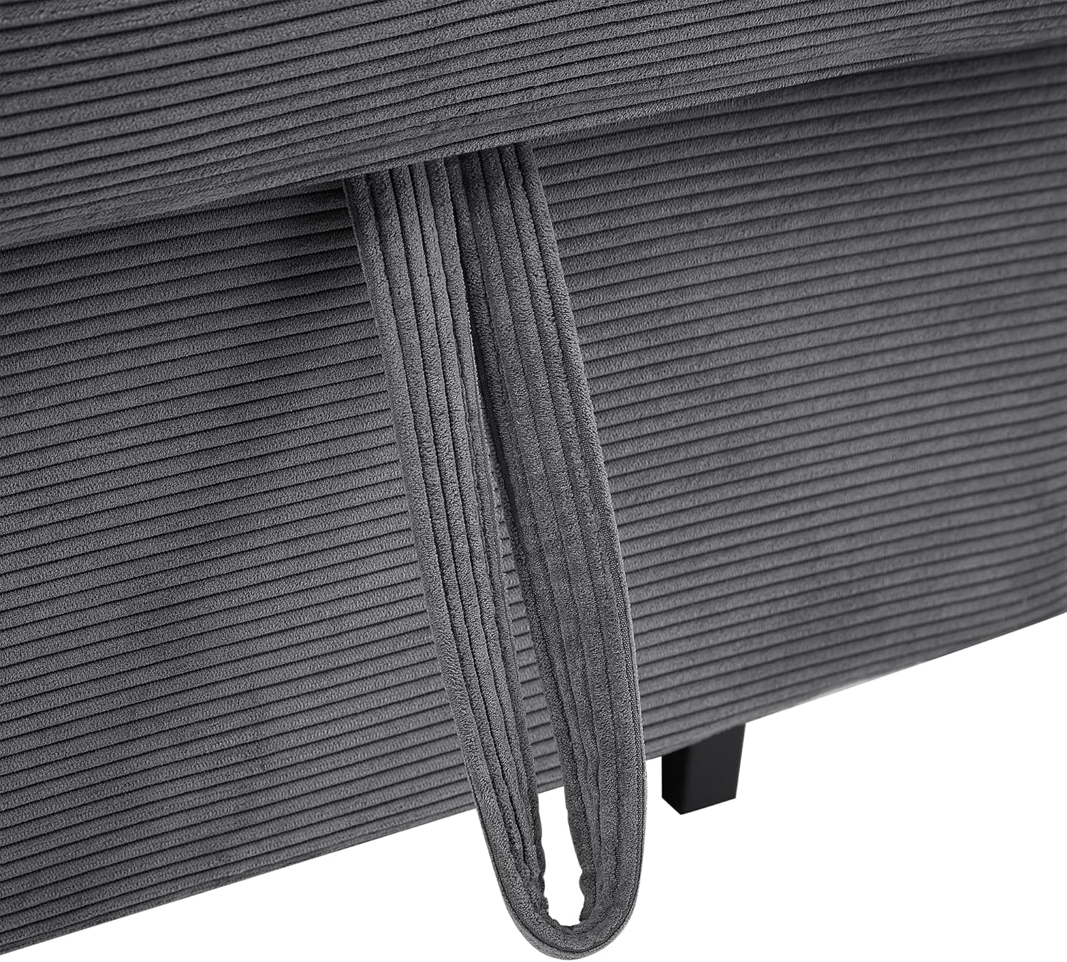 Close-up of the auxiliary hand straps for pulling out the Merax sofa bed