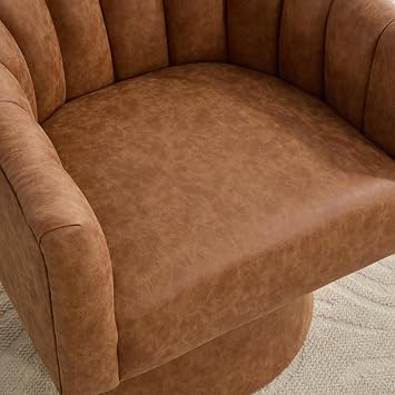 Senyar Swivel Accent Chairs, Mid-Century Faux Leather Armchairs