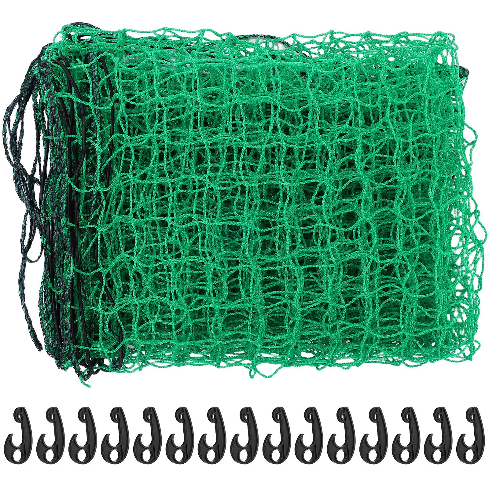 Rete da Carico per Camion e Rimorchio in Nylon Verde | Cordini Elastici Resistenti All'usura, per Trasporto e Campeggio, con 15 Ganci Inclusi