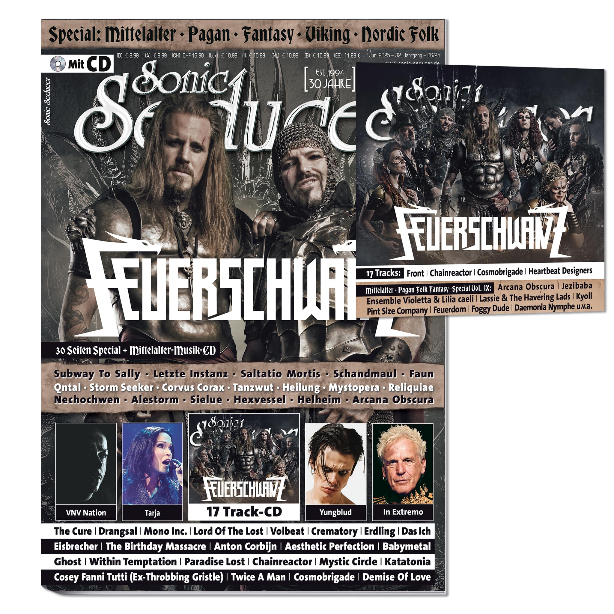 Sonic Seducer 06/2025: Sonic Seducer 06-2025 + CD + Mittelalter-Special: Feuerschwanz - Knightclub + Tarja + VNV Nation + In Extremo + Yungblud + ... + Within Temptation + Subway To Sally + Faun