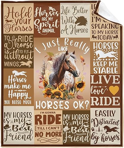 Miniatura 9 de Manta de caballo suave y acogedora manta mullida para regalo, picnic, verano, para mujeres, hombres y niños, para sofá, casa, viajes, tamaño
