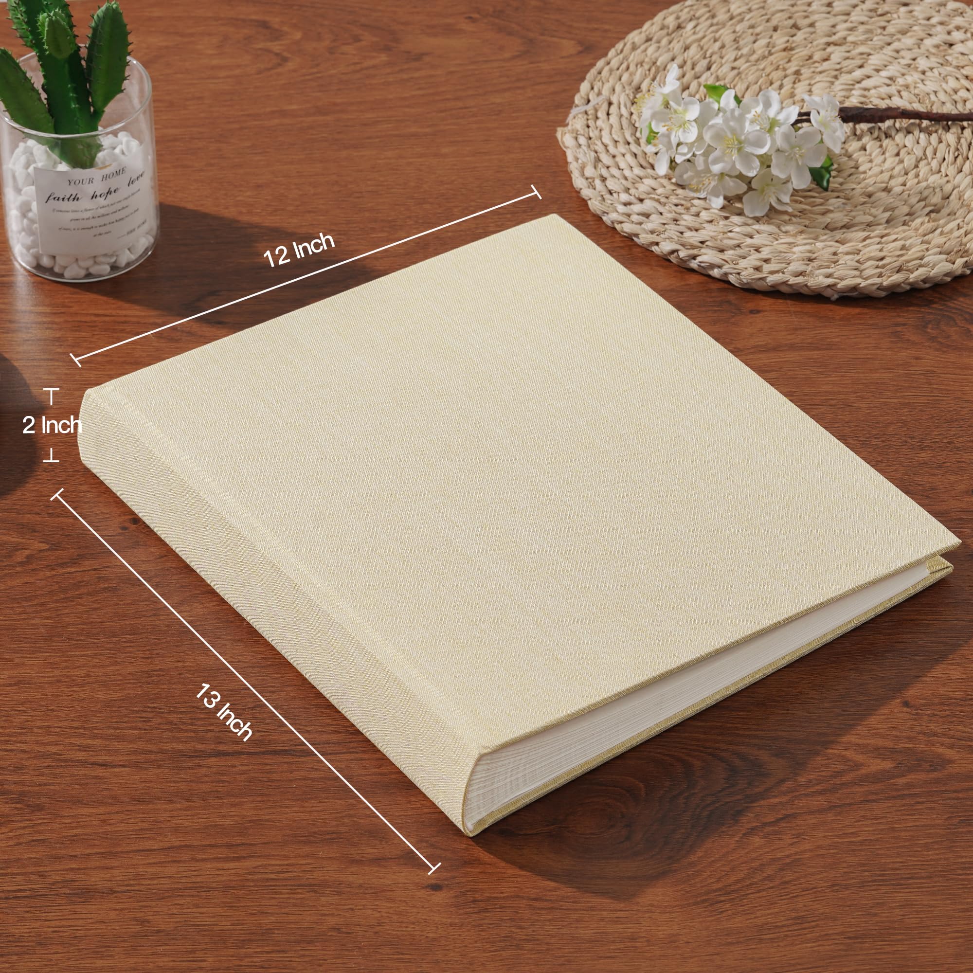 Pssoss Großes DIY Scrapbook Fotoalbum 100 Seiten mit Schreibplatz für 3x5 4x6 5x7 6x8 8x10 Bilder für Baby Hochzeit Familie Kinder Jubiläum Fotoalbum (Beige)