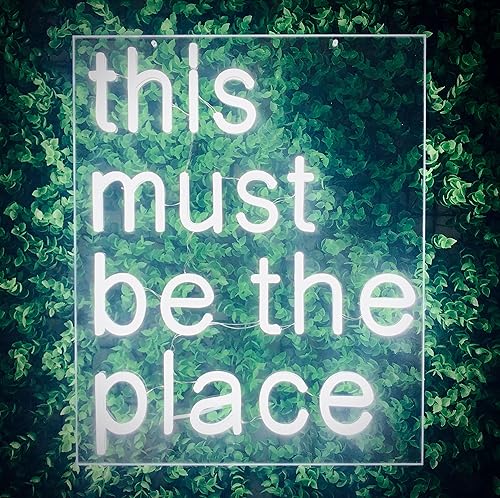 LiQi  - Letrero de neón con texto en inglés "This Must Be The Place" para decoración de pared, letreros luminosos para fiesta de boda para