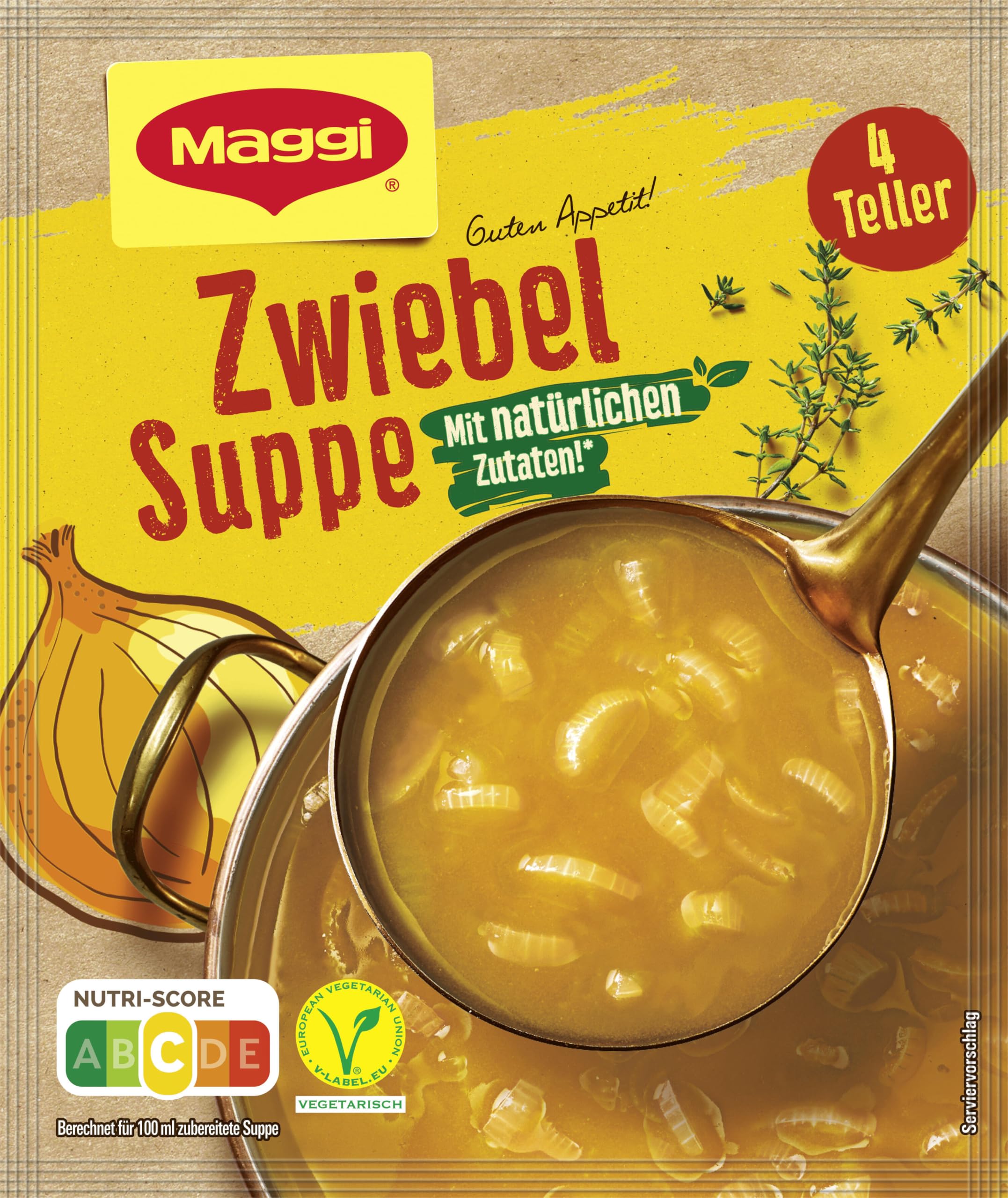 Maggi Guten Appetit, Zwiebel Suppe, 55g Beutel, ergibt 4 Teller, 1er Pack (1 x 55g)