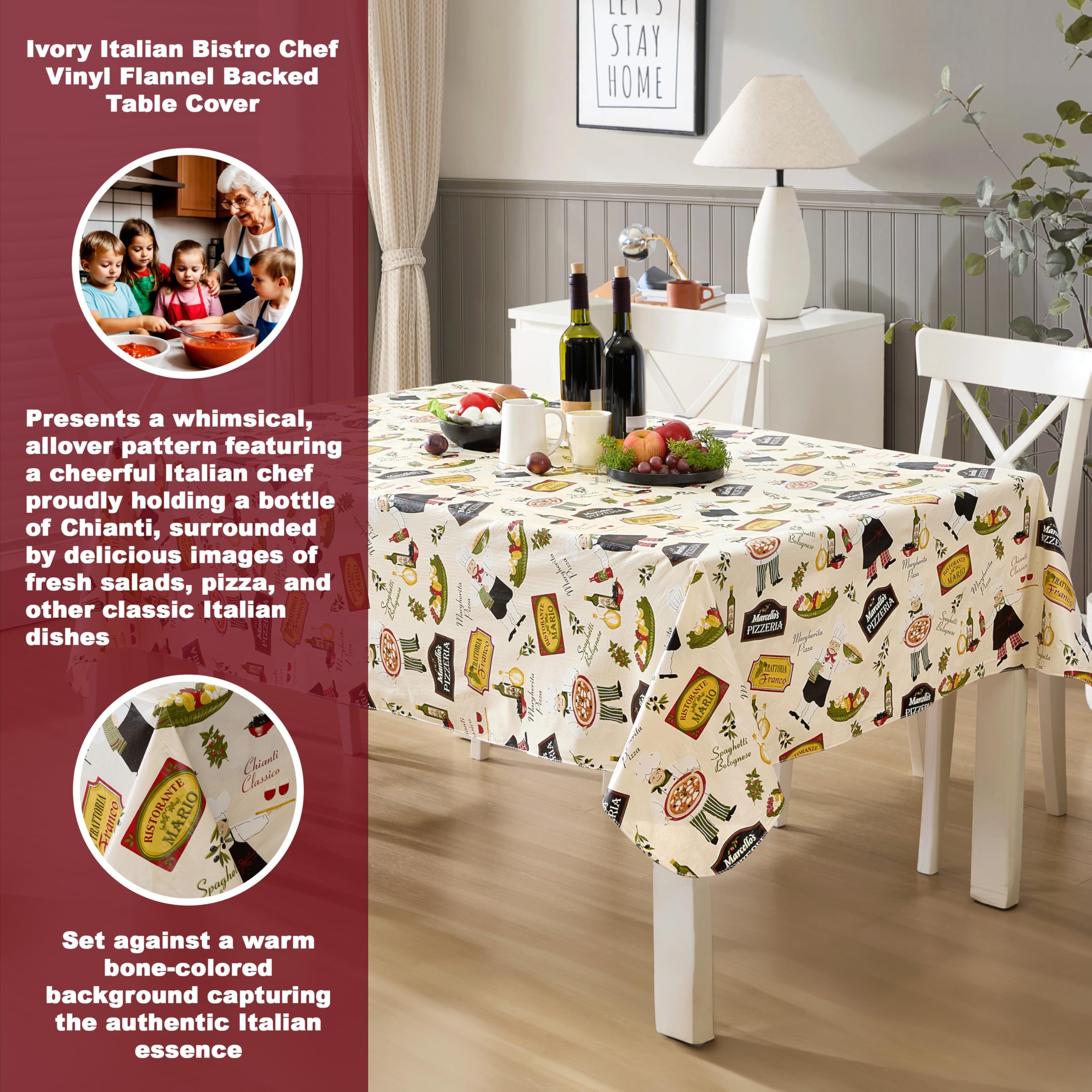 Tovaglia Autunnale Newbridge In Vinile Con Retro Flanella, Motivo Tacchini E Zucche, 152x305 Cm