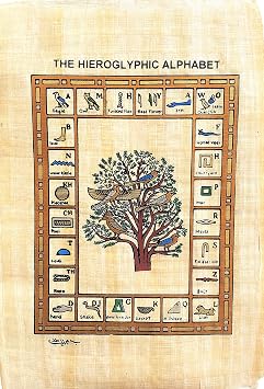 NileCart Collection of 4 sheets Egyptian papyrus paintings Original Hand Painted Papyrus Paper Ancient Egyptian size 9x13 in. handmade in Egypt. (Alphabetic Collection)
