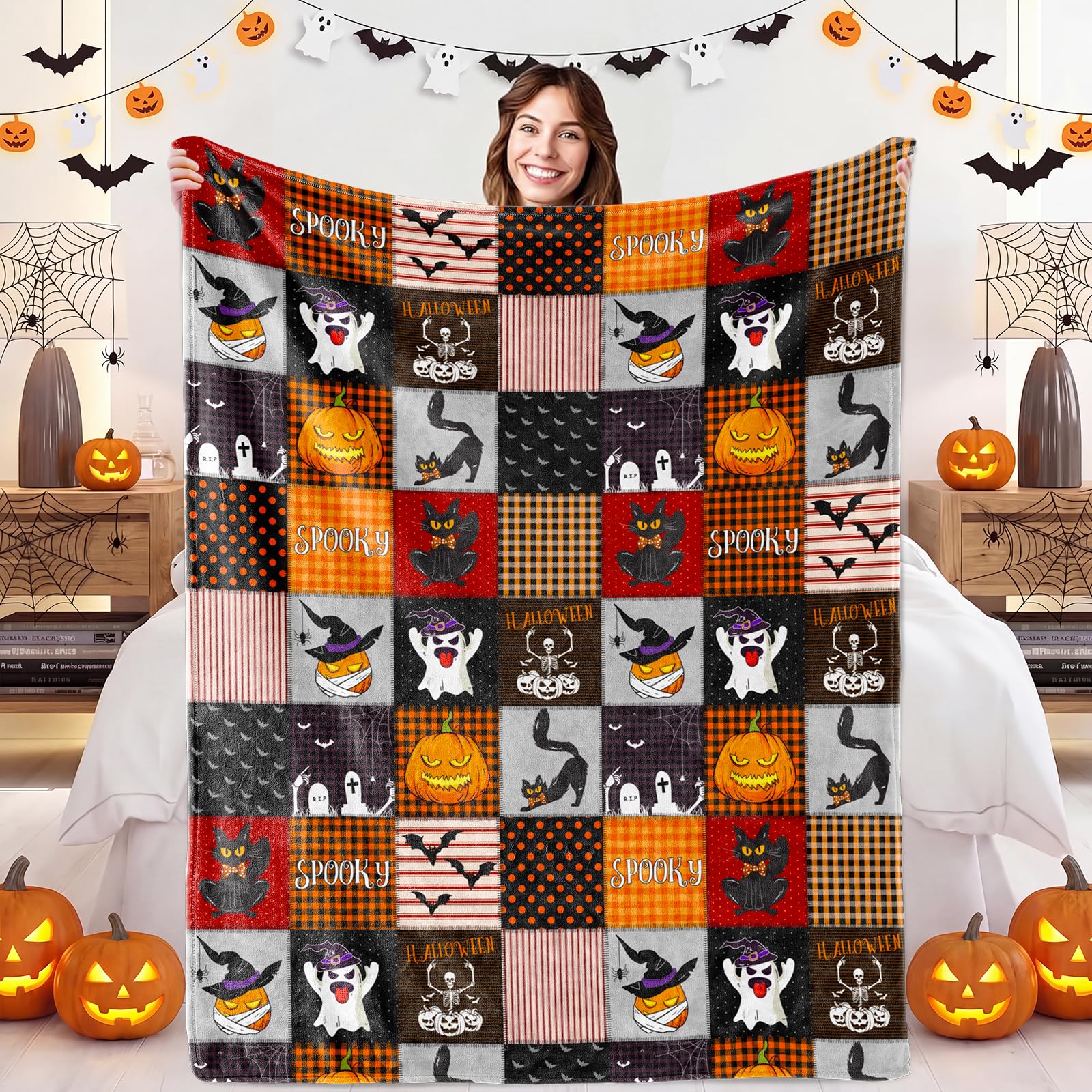 Halloween Throw Blanket, Fall Decorations for Home, 40x60inches