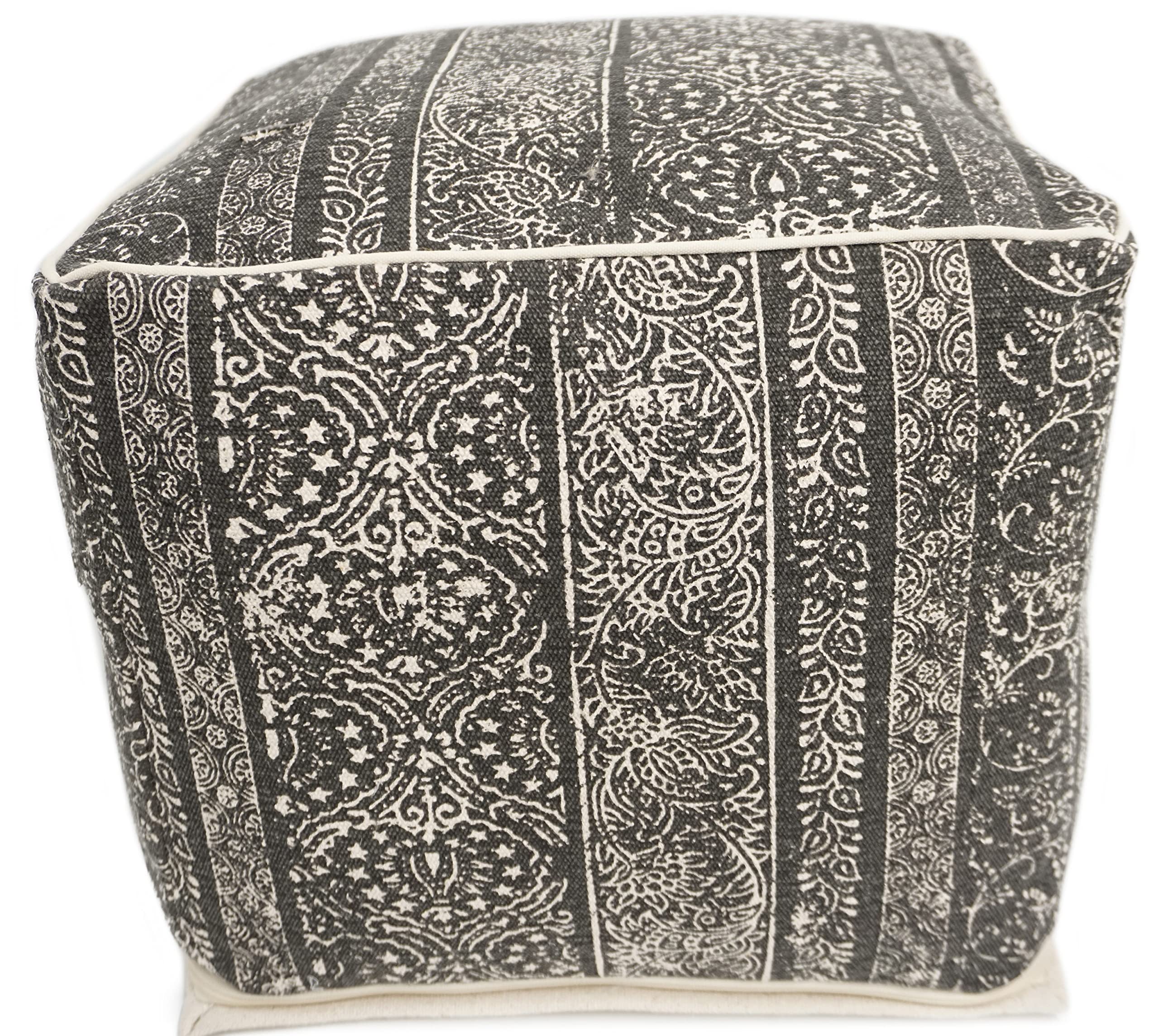 Home&Manor Wool Cotton 16" Pouf Ottoman-picture-10