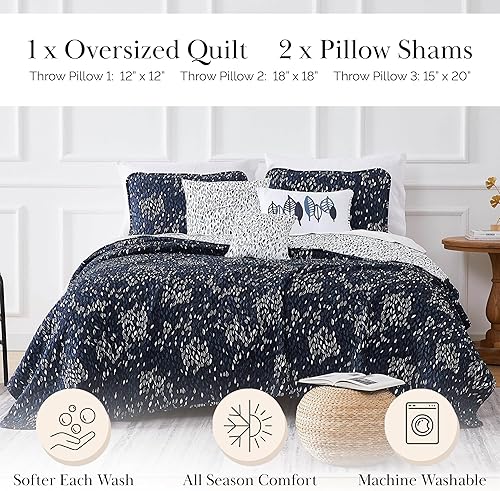 Miniatura 2 de Southshore Fine Living, Inc. Juego de ropa de cama extragrande de 5 piezas individual XL con dos fundas a juego y tres almohadas decorativas, juego