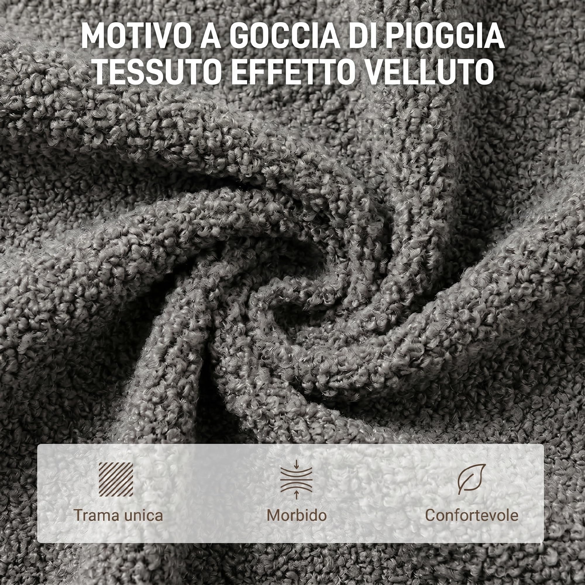 HOMCOM Poltrona Relax Girevole con Poggiapiedi in Velluto Texture a Goccia Morbido, Poggiatesta e Altezza Regolabile, Schienale Largo, Poltrocina Camera da Letto, Funzione Dondolo, Braccioli, Grigio