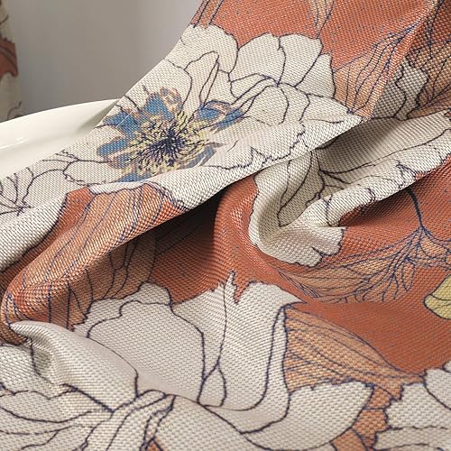 Miniatura 5 de Taisier Home Elegantes cortinas de lino sintético para sala de estardormitorio, privacidad añadida que reduce la luz con patrón de flores (2