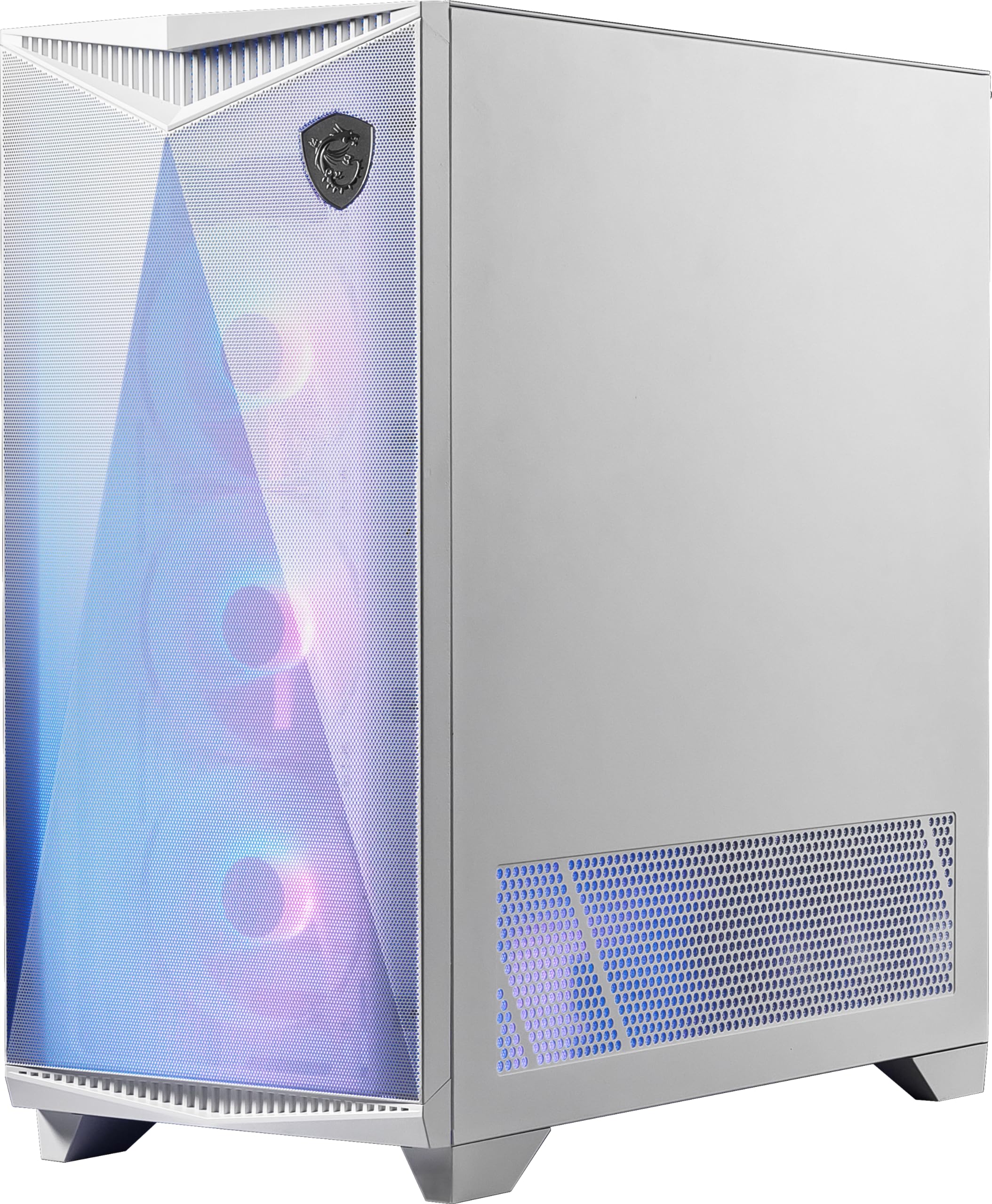 MSI MPG GUNGNIR 300R AIRFLOW WHITE – Case Mid-Tower, Supporto E-ATX, 4 Ventole ARGB da 120mm con Hub, Montaggio GPU Verticale con Stand, Filtri Antipolvere, Gestione Cavi, USB Type-C 20Gbps - Vista 3