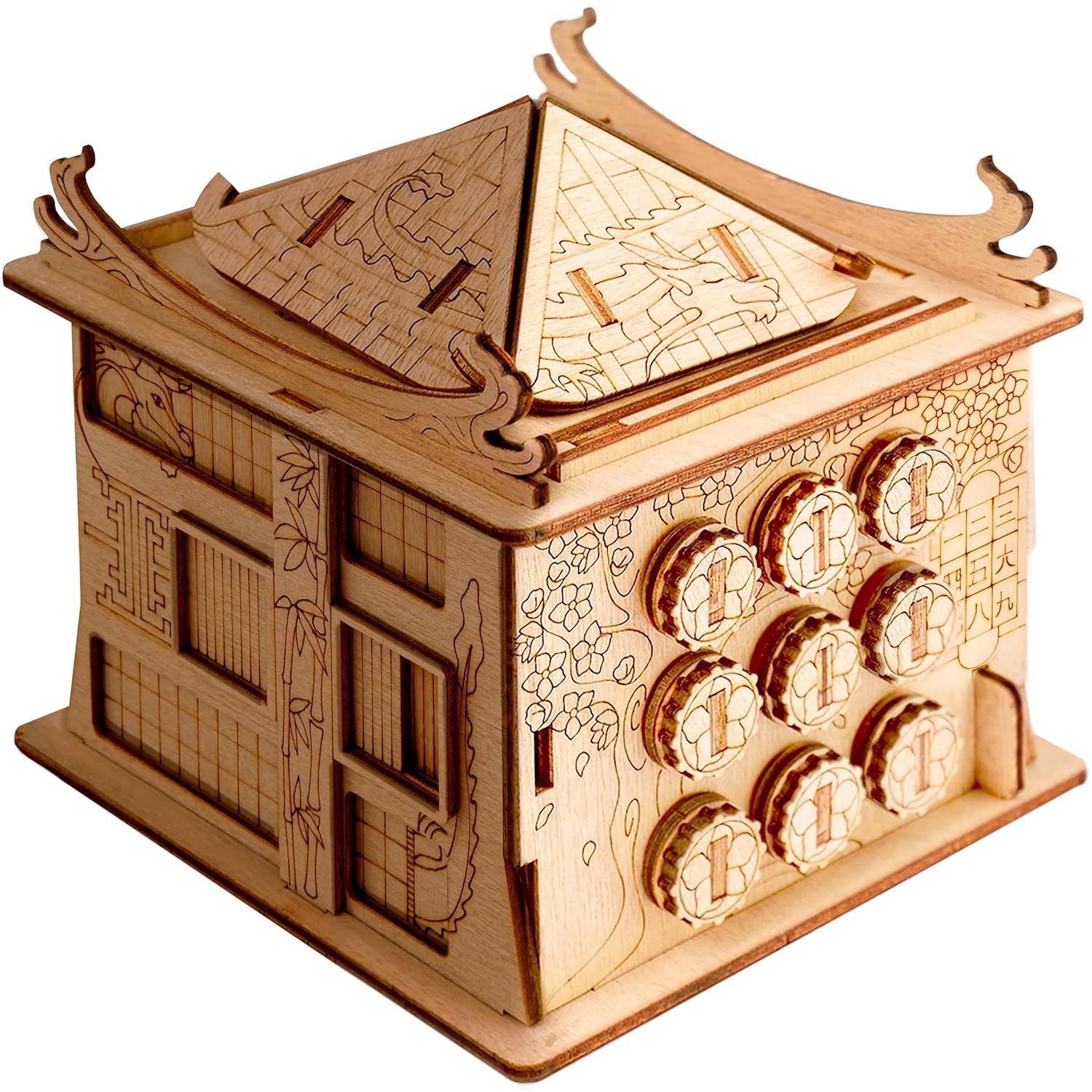 ESC WELT House of Dragon Puzzle Box - 3D Escape Game Money Box - Brain Teaser Puzzle for Adults & Teens - Wooden Escape Room - Mind Puzzle Game with Hidden Compartment - Family Games Puzzles