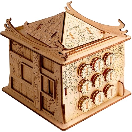 ESC WELT House of Dragon - Caja de rompecabezas de escape 3D para adultos y adolescentes, juego de sala de escape de madera con compartimento oculto