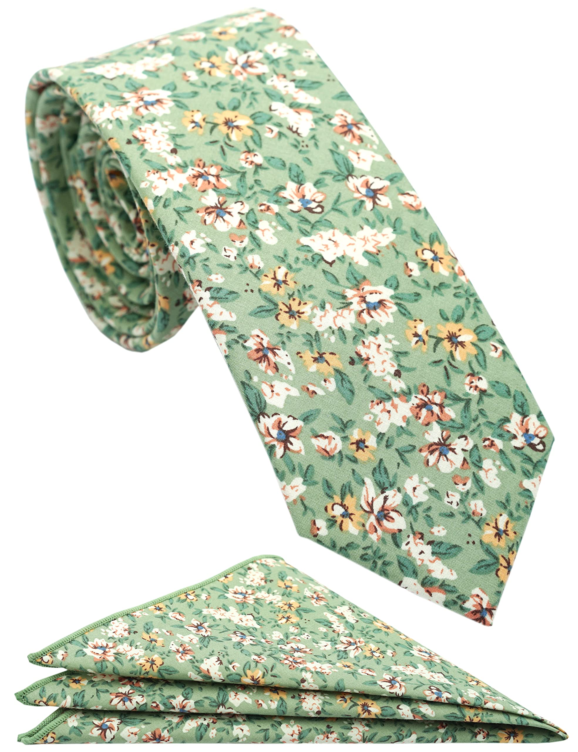 Herren-Krawatte mit Blumenmuster, 6,3 cm, handgefertigt, aus Baumwolle