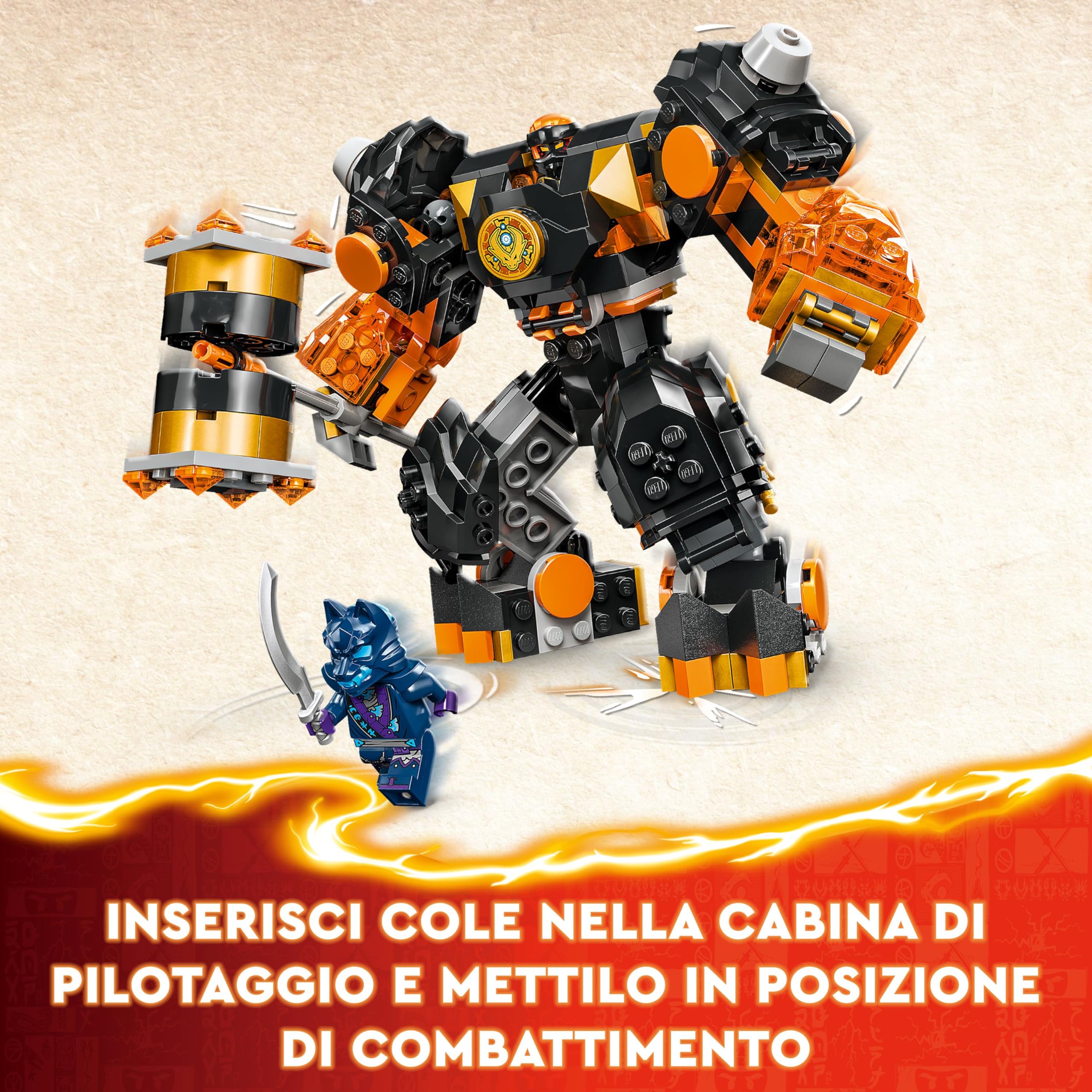 LEGO NINJAGO Mech Elemento di Terra di Cole, Giochi d'Azione per Bambini e Bambine da 7 Anni, Action Figure Snodabile da Battaglia, Giocattolo Personalizzabile con 2 Minifigure, Regalo Ninja 71806
