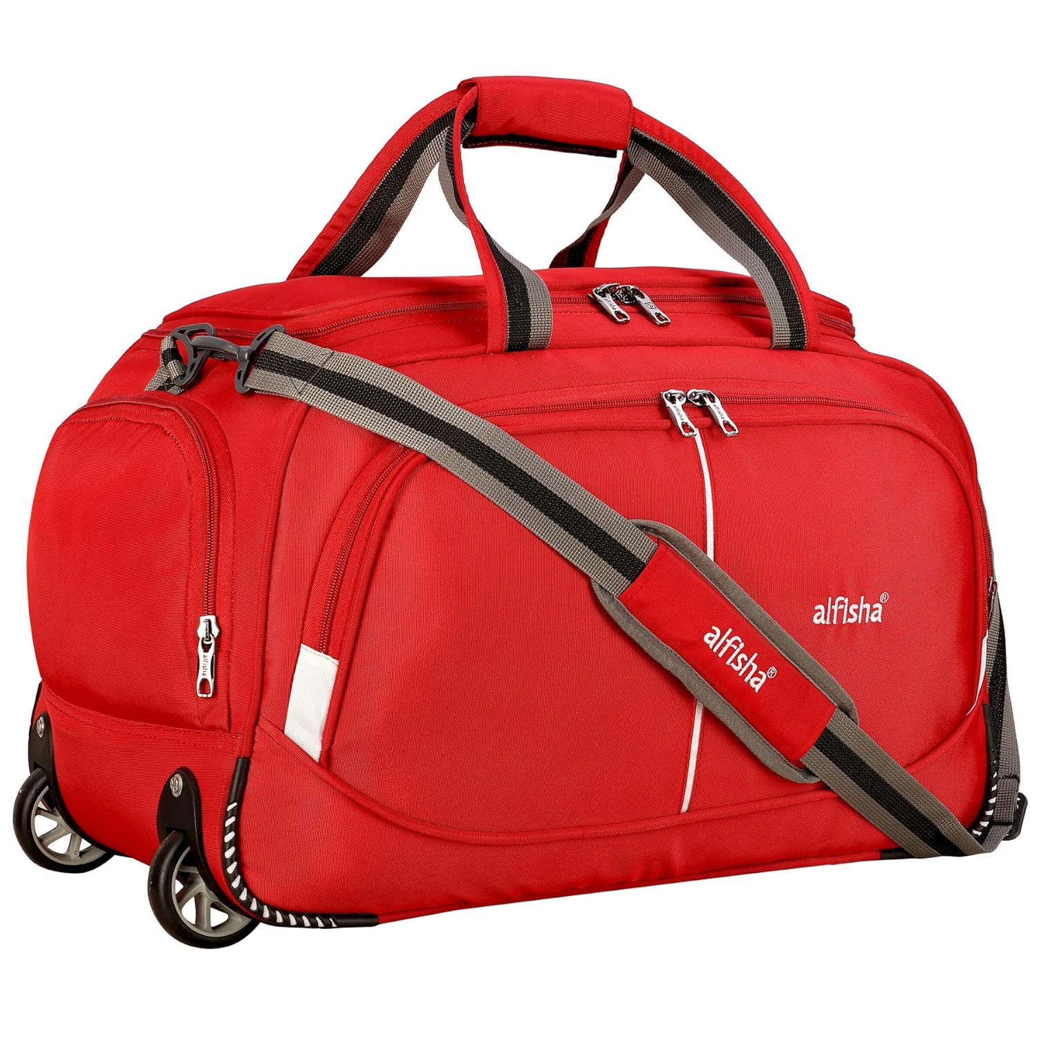 alfisha Polyester Solo Soft Sided Travel Duffle Trolley Bag (Red 21