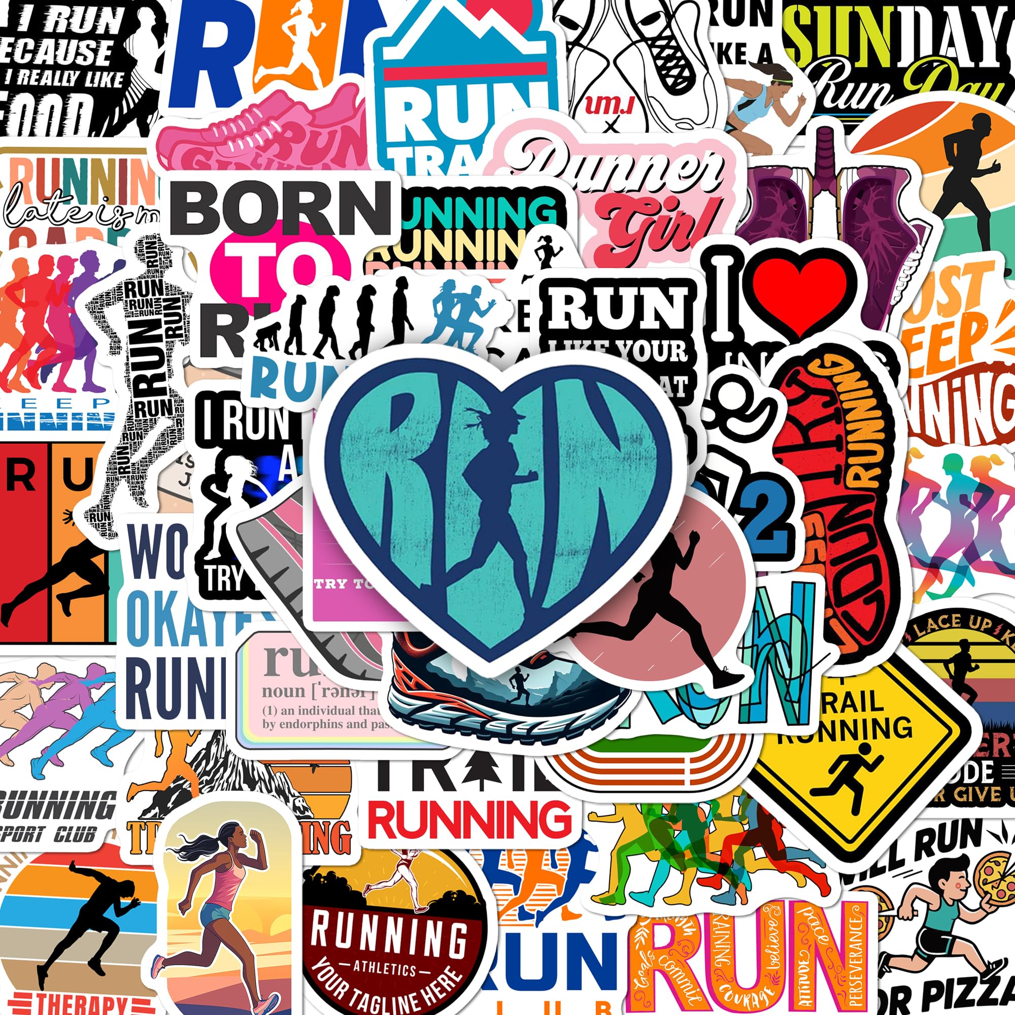 BEATRI Running Sticker 50pcs Vinyl Waterproof Runners Sports Decor