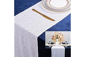 Shiny White Sequin Table Runner 14" x 108"