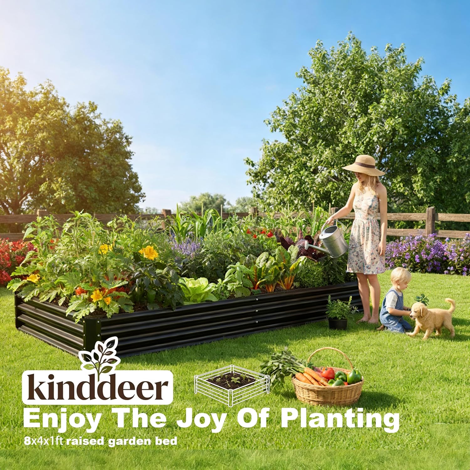8x4x1ft(2 pack) raised garden bed kit, galvanized planter garden boxes outdoor, metal raised garden beds for vegetables,fruits, flower,black black 8x4x1ft(2 pack)
