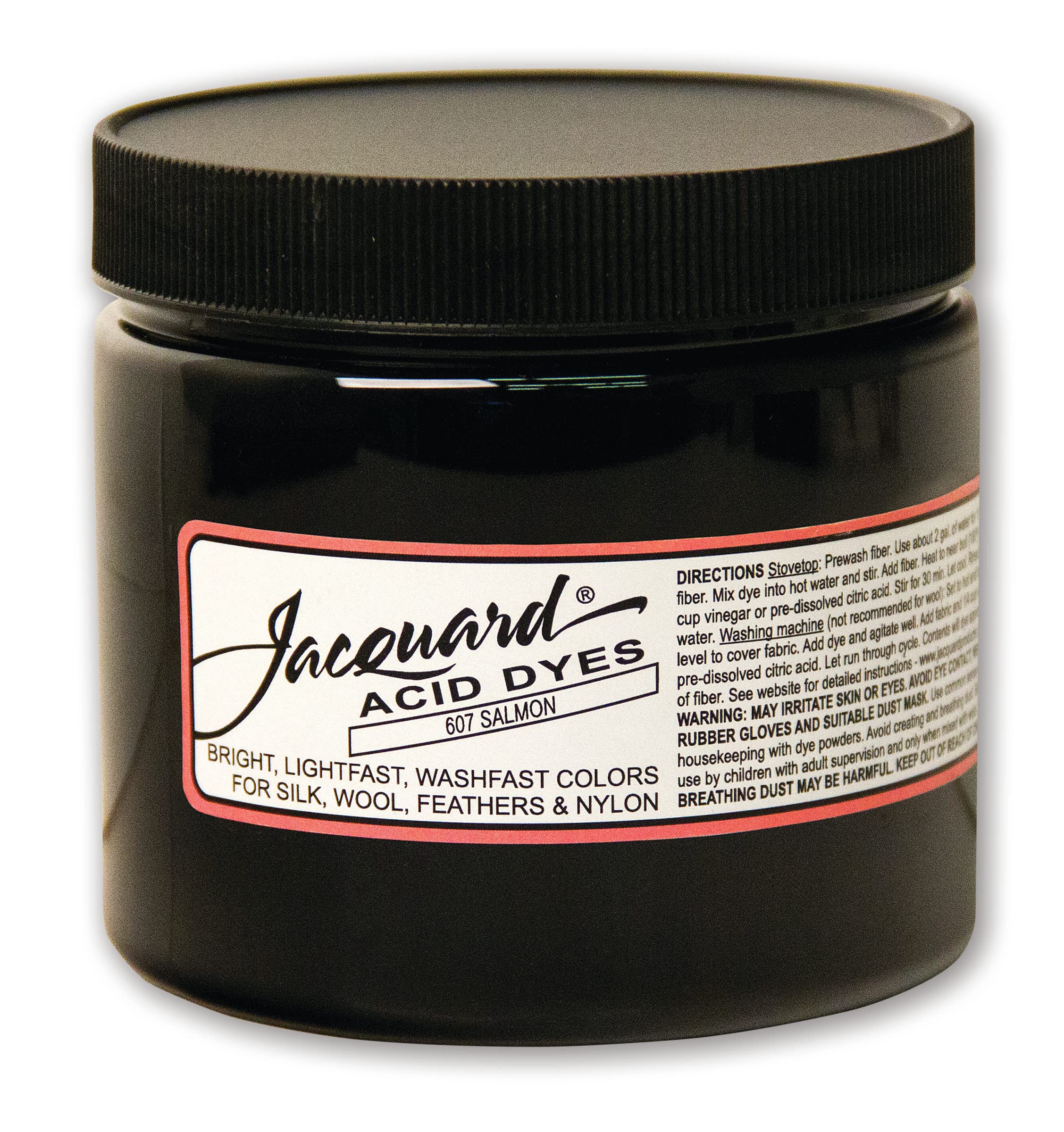Jacquard Acid Dye for Wool, Silk and Other Protein Fibers, 8 Ounce Jar, Concentrated Powder, Salmon 607 — image 1