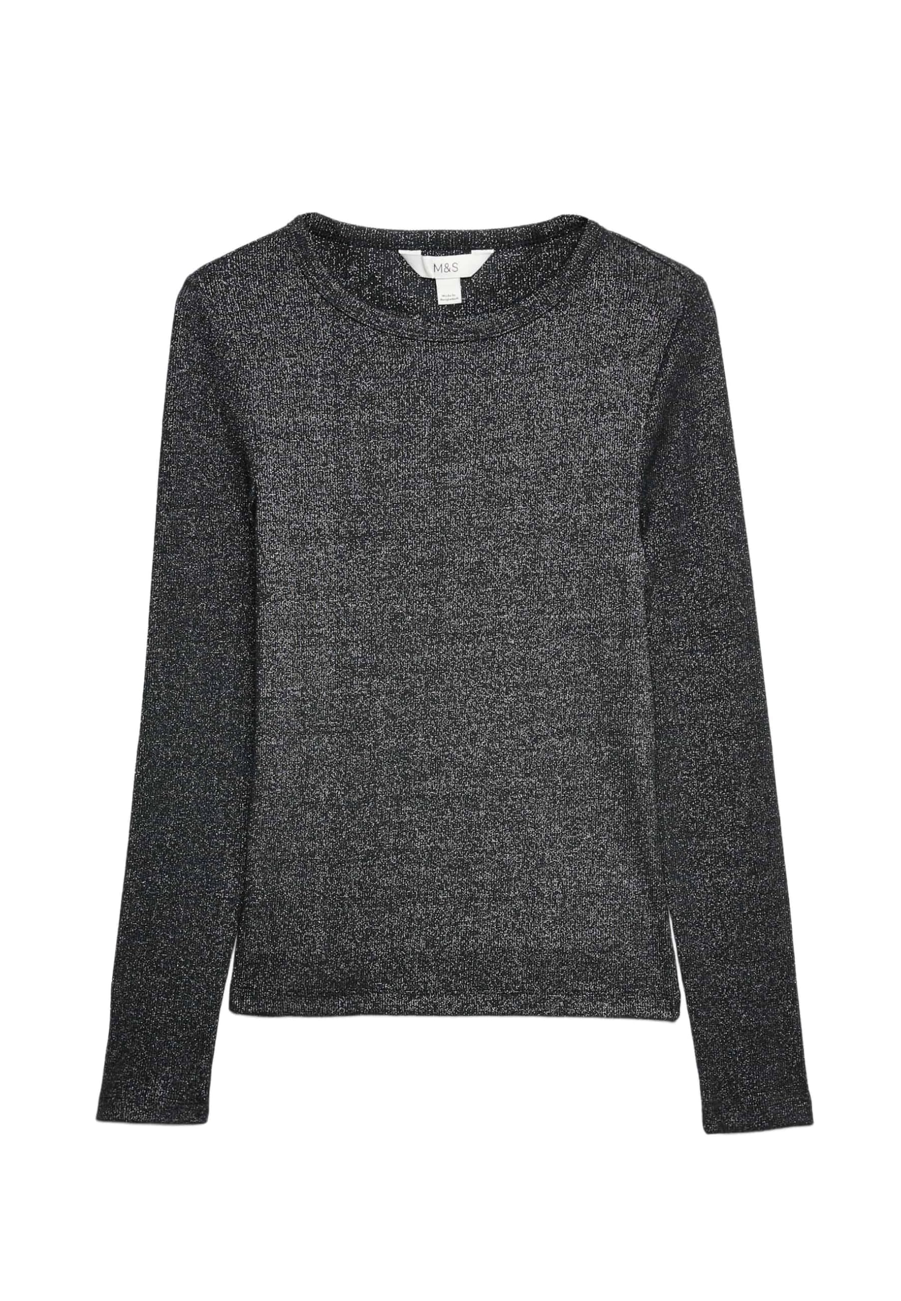 Marks & Spencer Damen Glänzendes RIPP-Top – Baumwollreich – Regular Fit