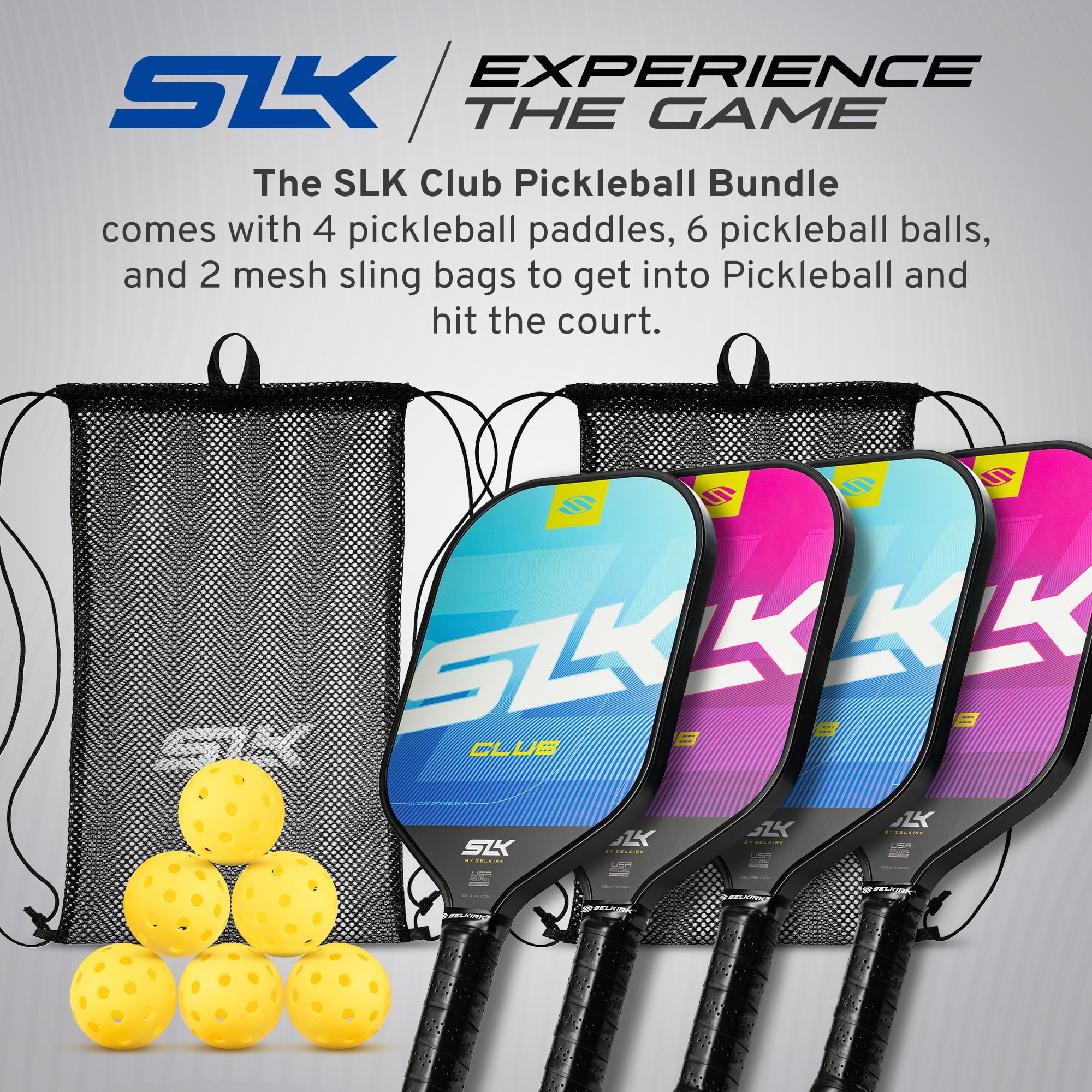 SLK Club Pickleball Paddle Bundle da Selkirk | Rosto de grafite e