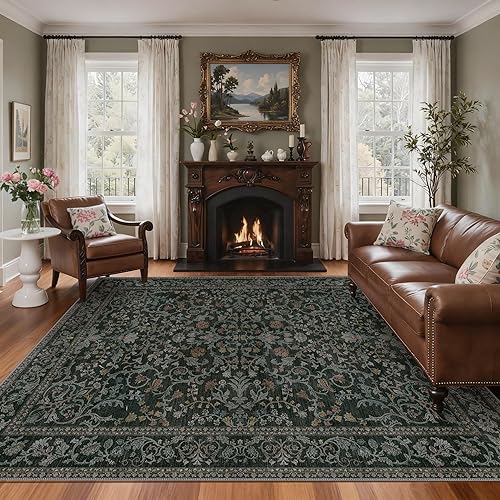 Miniatura 9 de Bavni Alfombra vintage floral de 2 pies 6 pulgadas x 10 pies, antideslizante, alfombra de pasillo y cocina, alfombra ligera lavable para entrada,