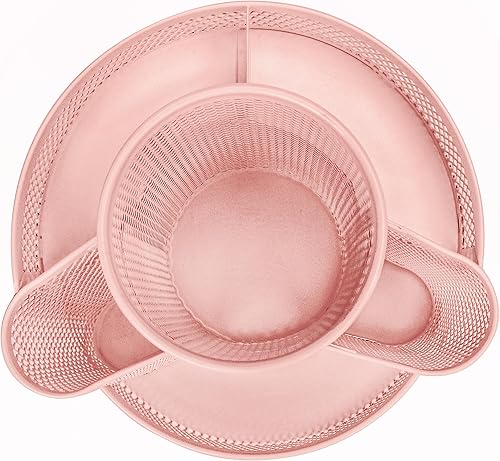 Miniatura 9 de Annova Organizador de escritorio de malla giratorio con 5 compartimentos, soporte redondo para caramelosbolígrafos, accesorios de escritorio,