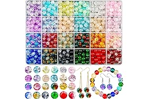 Suhome 1920Pcs 8 Color Crackle Lampwork Glass Beads