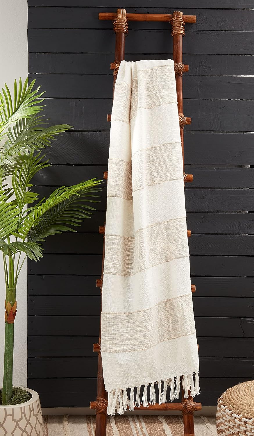 SARO LIFESTYLE Stripe Cotton Throw