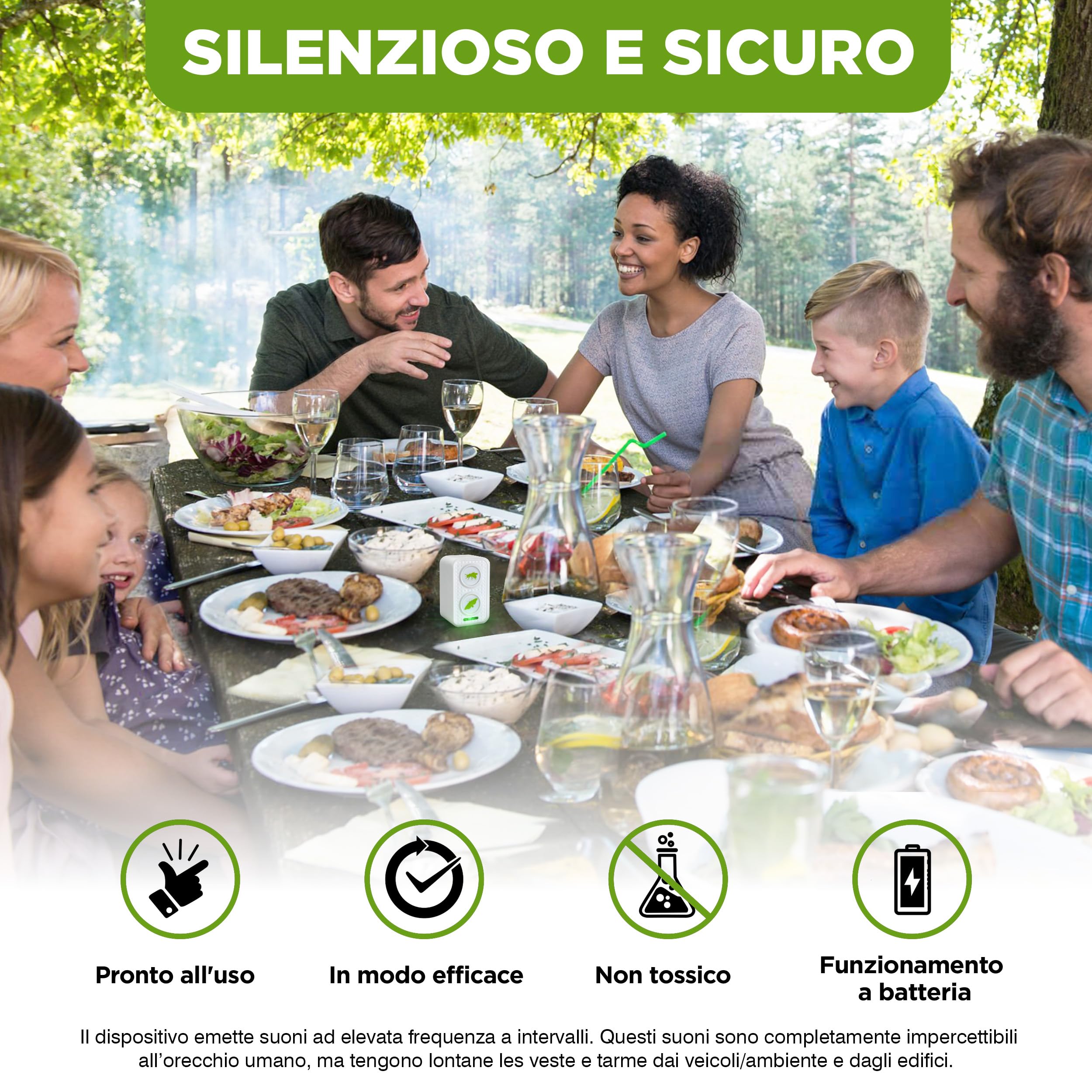 ISOTRONIC Repellente per vespe e falene – protezione naturale contro le vespe con ultrasuoni e frequenza alternata – repellente per falene con un raggio d'azione di 50 m² (1 confezione)