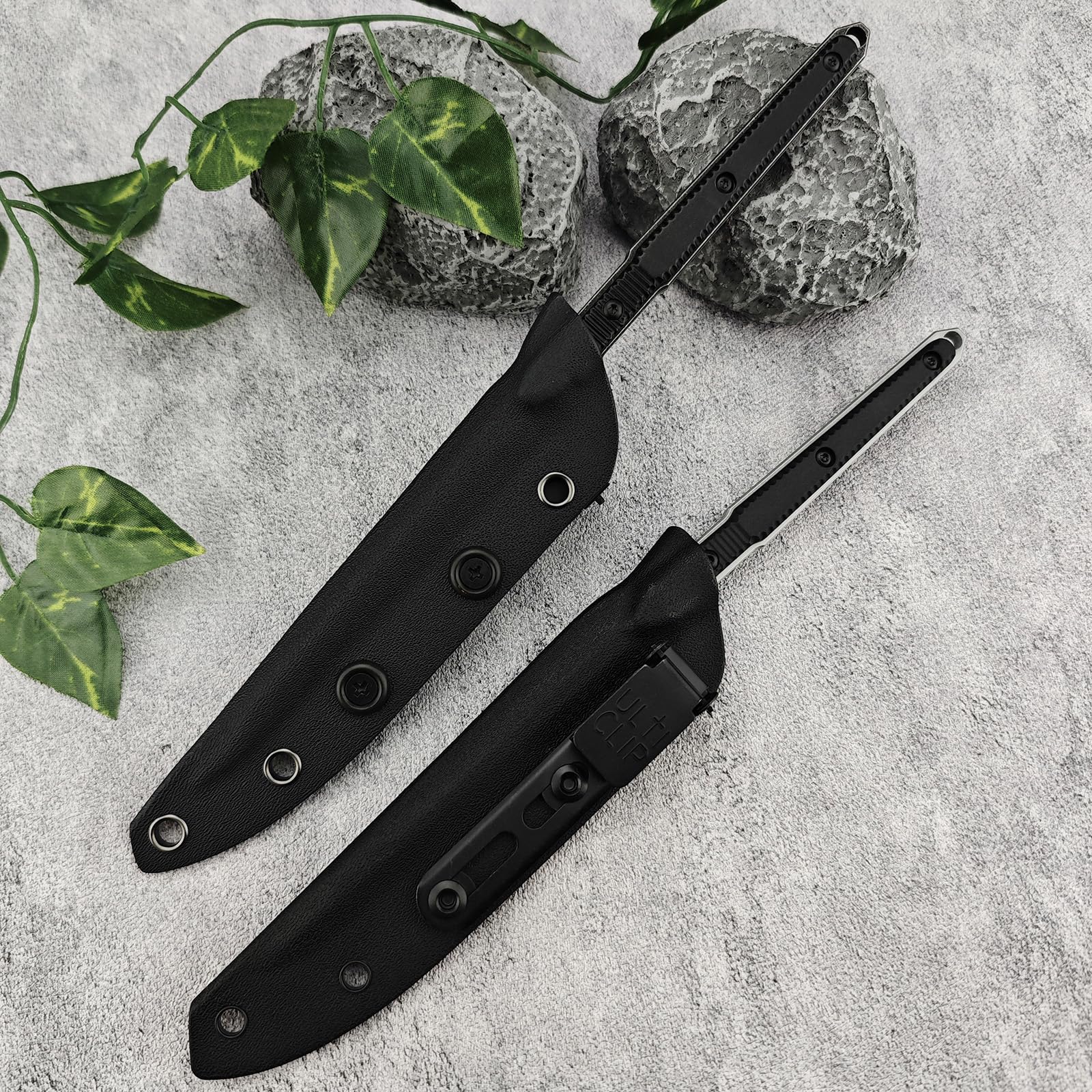 huaao Outdoor Messer Survival Jagdmesser, Full-Tang Feststehende Klingemit mit Kydex Scheide, 440C Stahl, Bushcraft Messer