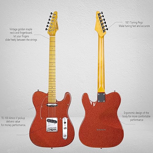 Miniatura 2 de Leo Jaymz ResonanceX Pro - Guitarra eléctrica en color brillante, cuerpo de caoba de alto brillo y cuello de arce duro, golpeador acrílico