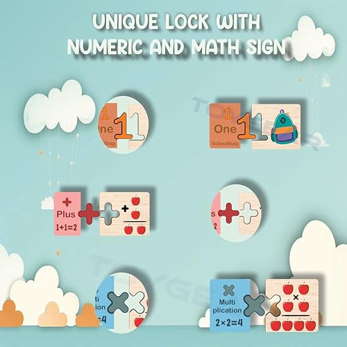 Image of Eco Friendly Materials Wooden Learning Toys Puzzle for Brain Training /jorky Cutting for Home /School /Non-Toxic /Education Memory Games for Baby Boy and Girl (Lock Number)