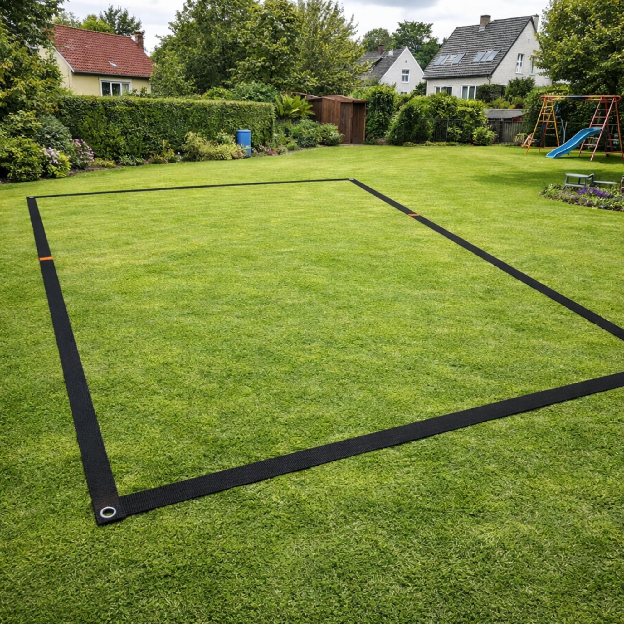 Lignes Terrain Badminton 6x12 m Bandes de Marquage Terrain 25 mm Kit avec 4 Piquets Lignes de Jeu Badminton Volleyball Tennis