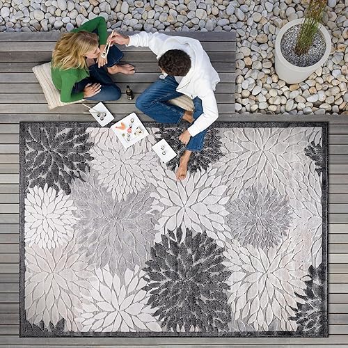 Miniatura 327 de CAMILSON Indoor Outdoor Rug 5x7 Bohemian Medallion Floral Area Rugs for Indoor and Outdoor Patios Easy-Cleaning Non-Shedding Living Room Garden and