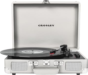 Crosley CR8005F-WS Cruiser Plus Record Player, White Sand | 3-Speed Turntable, Bluetooth In / Out, Built-in Stereo Speakers, Isolated Internal Speakers Minimize Vibration