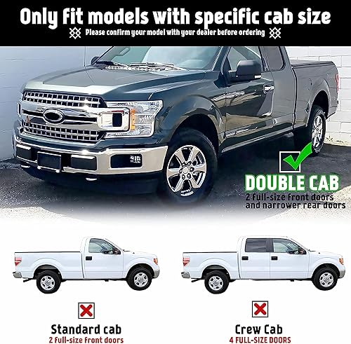 Miniatura 4 de PZ Estribos de acero inoxidable con espejo de 6 pulgadas, barra Nerf con escalón lateral, compatible con Ford F-150 2015-2023 2017-2022 F-250 F-350