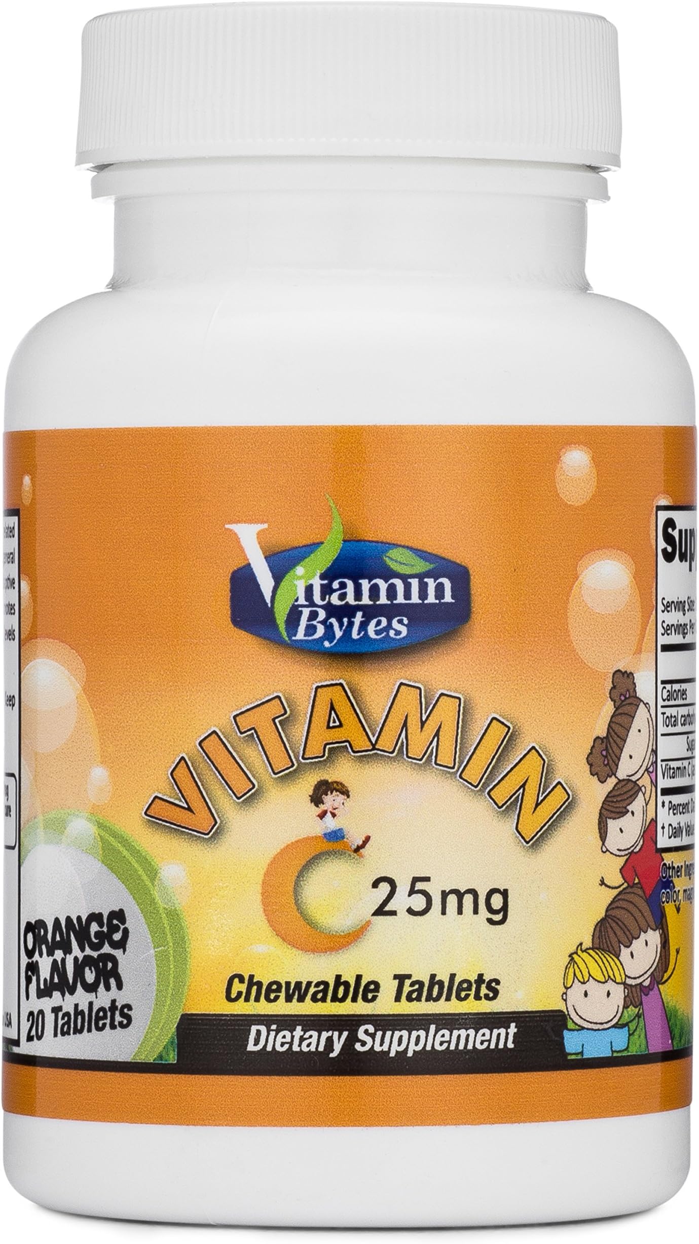 Best Vitamin c chewable Tablets for Kids Ages 1+ / 25mg Vitamin c Orange Flavored Natural Vitamins for Kids/ 20 Servings/high Potency, Water-Soluble Toddler c Vitamin Supplement for Kids